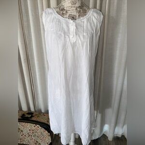 Lunn Antiques Women's OS Midi Cotton Lace Trim Nightgown Floral Boho Cottage
